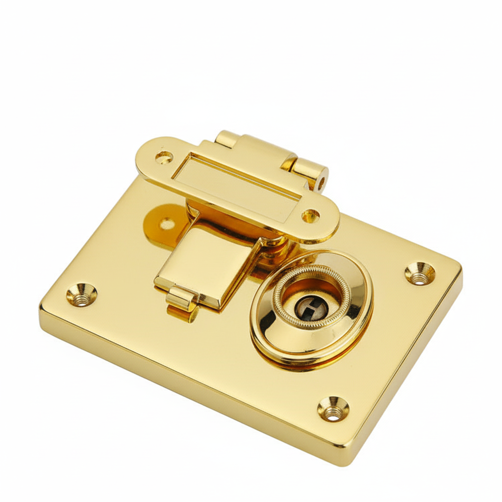 JHF187 recessed keyed trunk lock gold finish