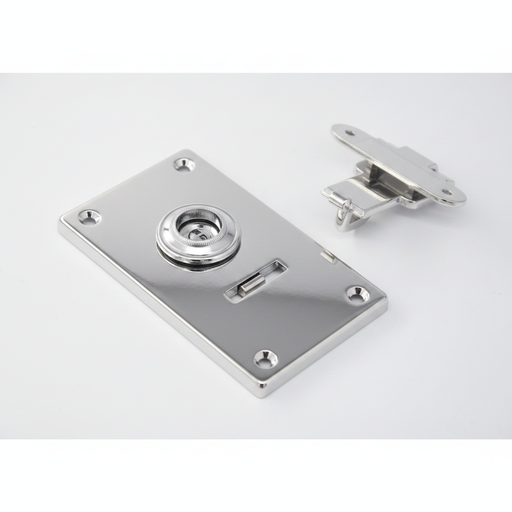 Vintage rotary box lock - polished nickel finish